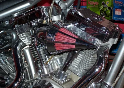 Conical motorcycle air filter for high-performance engine intake