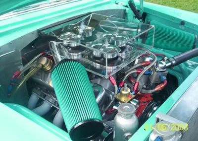 Custom colored air intake filters with performance media for custom vehicles