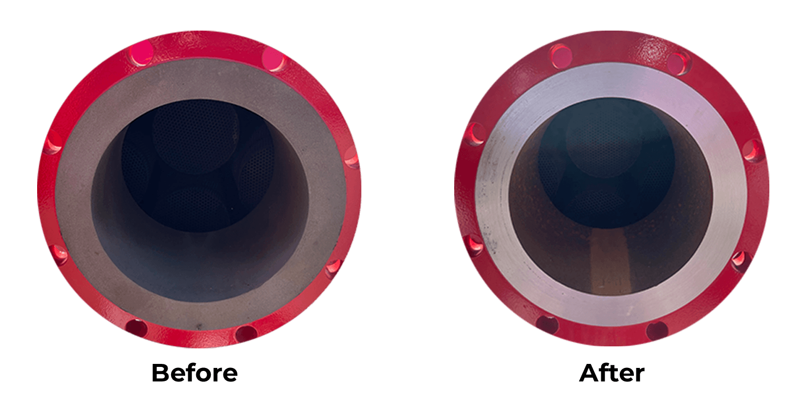 Before and After Flange Resurfacing Process